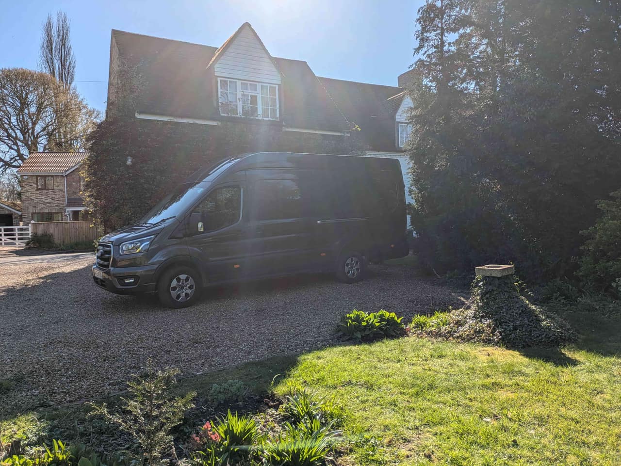 Hunt 'n' Haul transit van parked outside a Cambridgeshire home ready for a professional house clearance